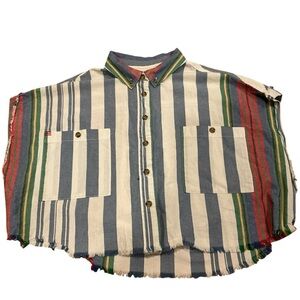 Vintage BDG grey and White Striped crop Shirt size small button up